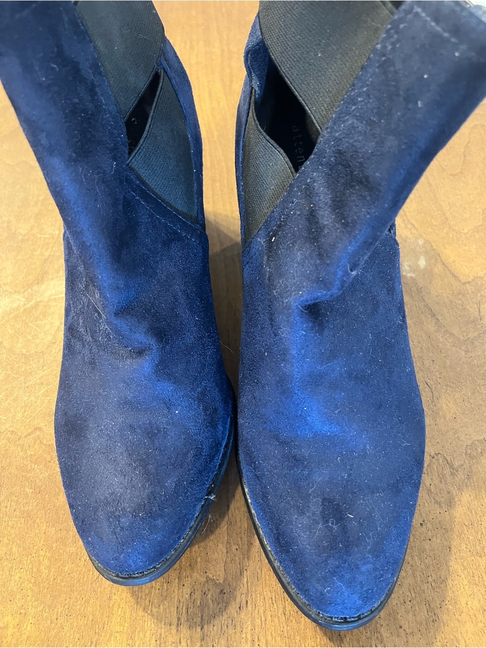 attention Navy Suede Ankle Booties